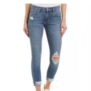 Joe's Jeans Distressed Icon Rhea Mid Rise Skinny Cuff Crop Jeans